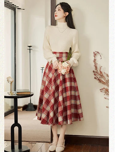 Rainy Valley Light Academia 2-Piece Plaid Set