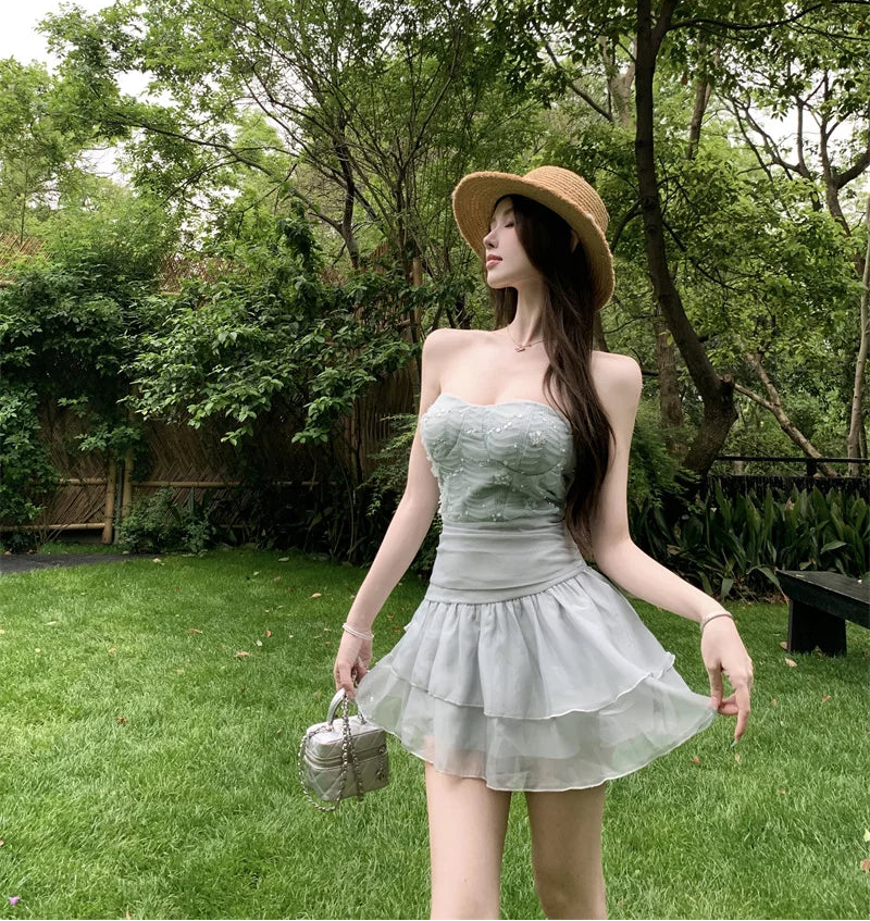 2-Piece Blue Nymph Fairycore Dress Set