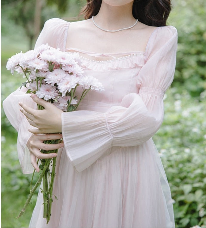 Pale Petal-Pink Fairy Princesscore Dress