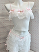 Lace & Ribbon Rose Coquette Crop Top