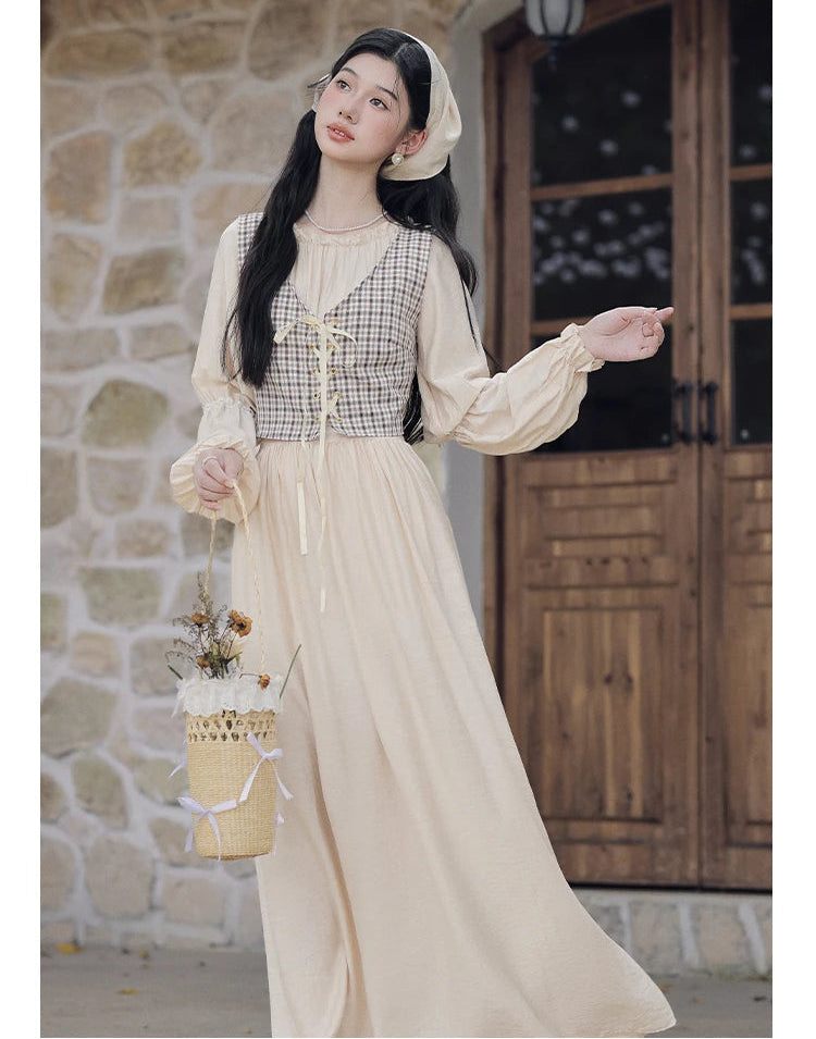 3-Piece Village Witch Cottagecore Dress Set Vintage-Countryside Outfit