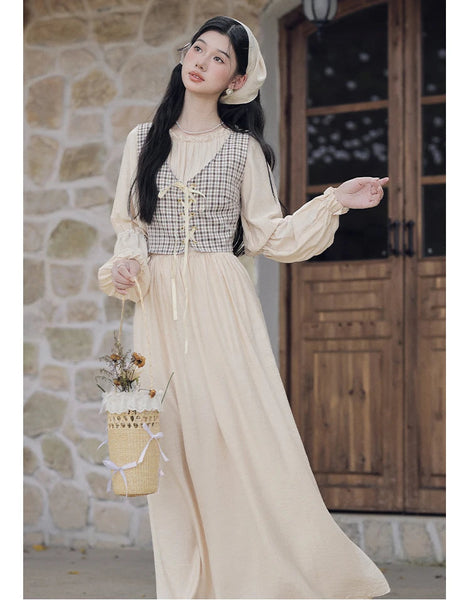 3-Piece Village Witch Cottagecore Dress Set Vintage-Countryside Outfit
