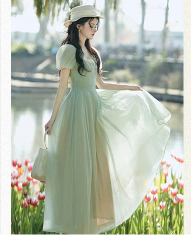 Evergreen Whisper Princesscore Fairy Dress - Romantic Vintage Cottagecore Gown