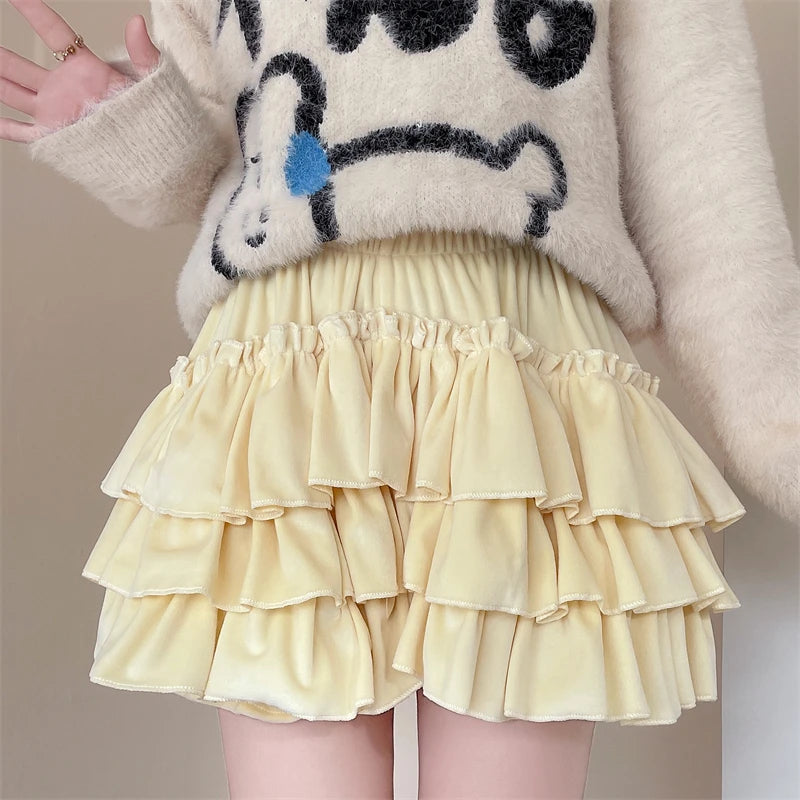 Sunny Velvet Ruffle Shorts Kawaii J-Fashion & Japanese Streetwear