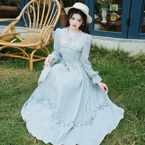 Alice Light Blue Victorian-Inspired Dress