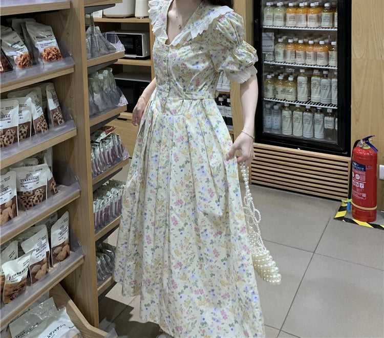 Pastel Bloom Vintage-Style Cottagecore Dress