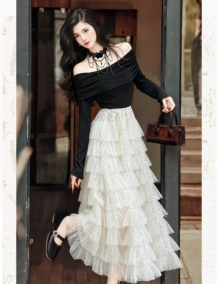 Shadow Fae Dark Fairycore Dress Set Ethereal Gothic Outfit