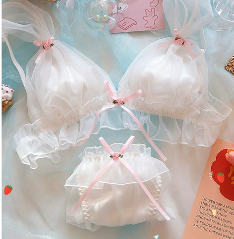 Shop Generic Women's Underwear Japanese Bra And Panty Set Kawaii Lignerie  Lace Sweet Cute White Pink Plus Size Cup 32 34 36 38 40 A B C D E Online