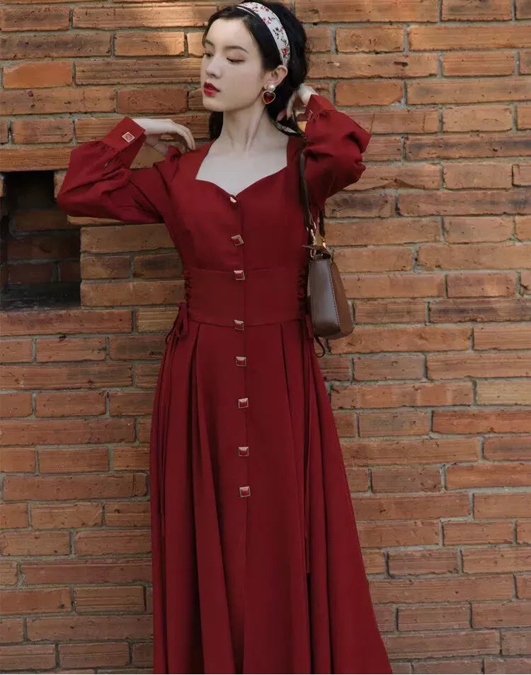 Crimson River Vintage Academia Dress