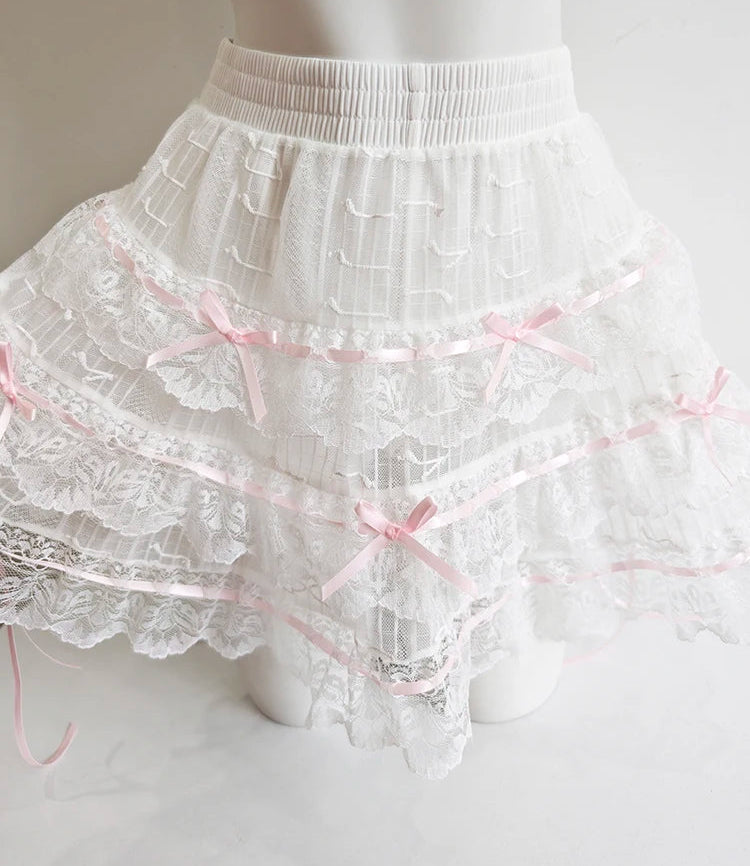 Lace Ribbon Coquette Skirt