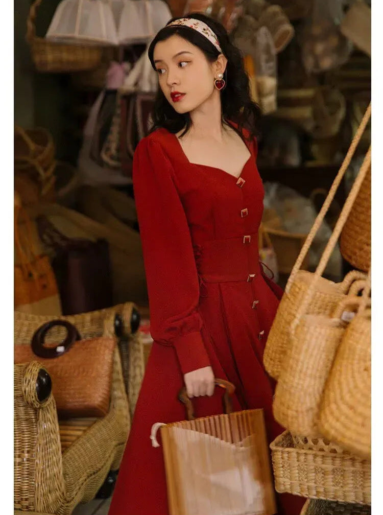 Crimson River Vintage Academia Dress