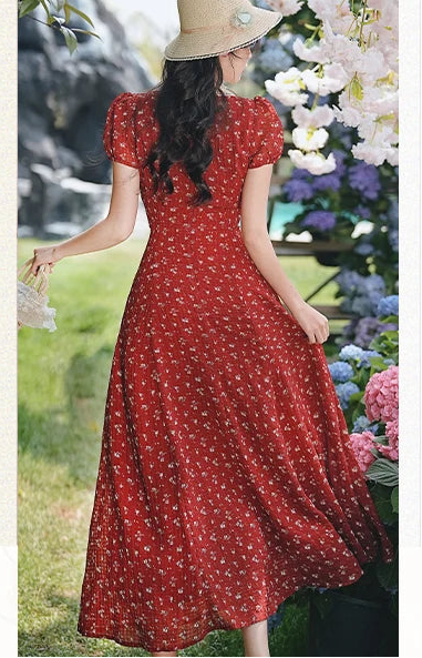 Apple Pie Red Cottagecore Dress