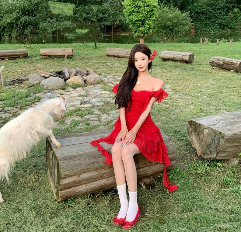 Garden Angel Red Coquette Dress