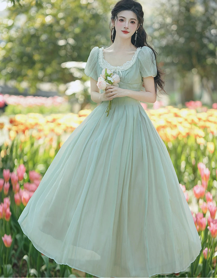 Evergreen Whisper Princesscore Fairy Dress - Romantic Vintage Cottagecore Gown