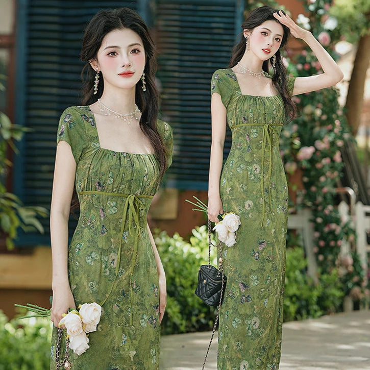 Forest Mood Floral Green Witch Dress