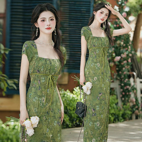 Forest Mood Floral Green Witch Dress