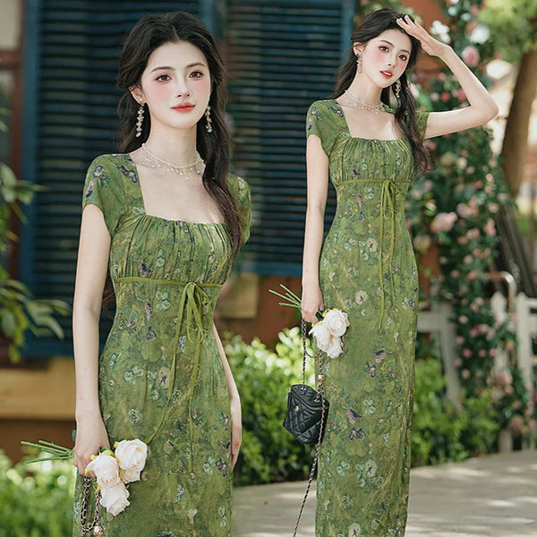 Forest Mood Floral Green Witch Dress