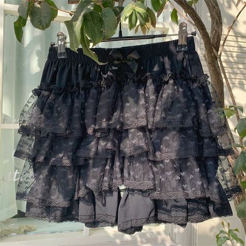 Snow Petal Ruffled Tulle Lace Bloomer Lolita Shorts