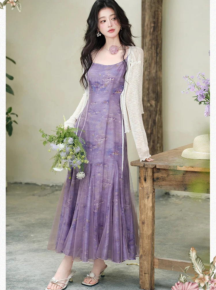 Amethyst Fairy Dress + Flower Choker Necklace