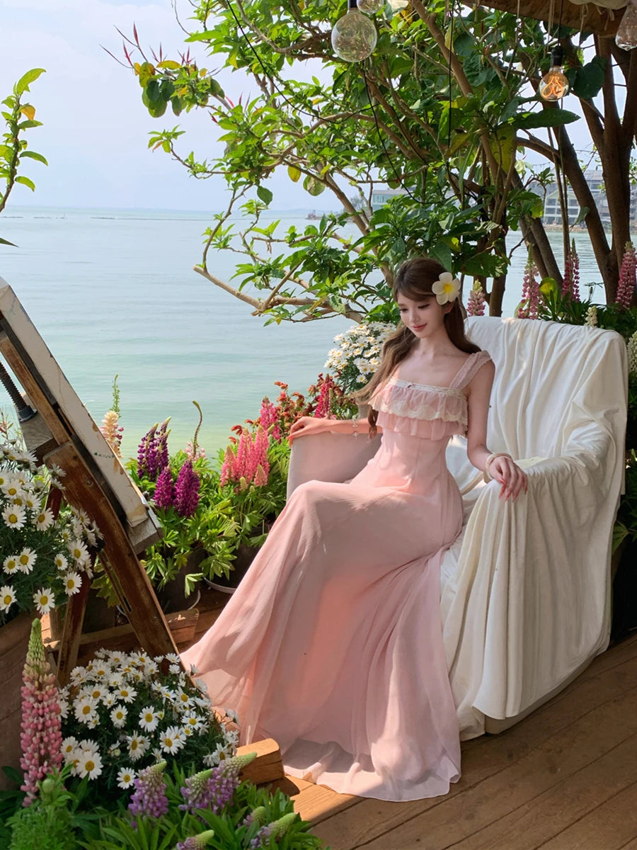 Pink Coquette Dress pink vintage dress romantic vintage coquette dress