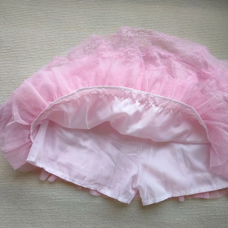 Coquette Style Lace Bow Mini Skirt Balletcore Skirt