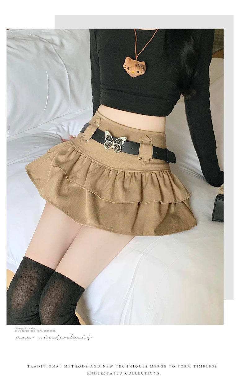 Y2K Mini Skirt With Butterfly Belt