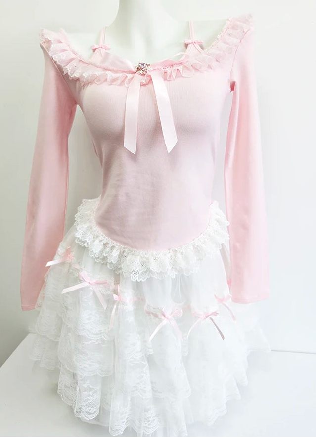 Coquette Balletcore Long Sleeve Top ~ Hachi-Inspired Japanese Aesthetic