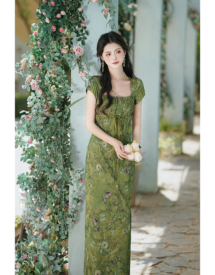 Forest Mood Floral Green Witch Dress