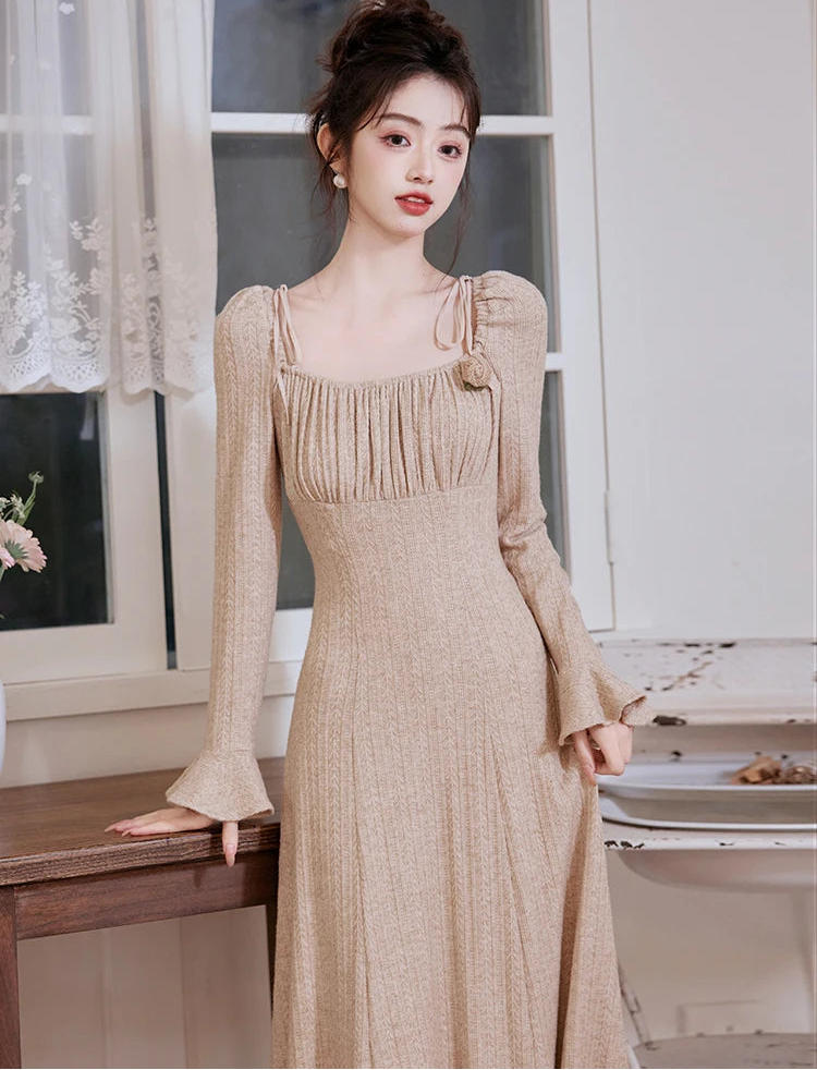 Long Sleeve winter Dress with long flared sleeves Long Sleeve winter Dress with long flared sleeves