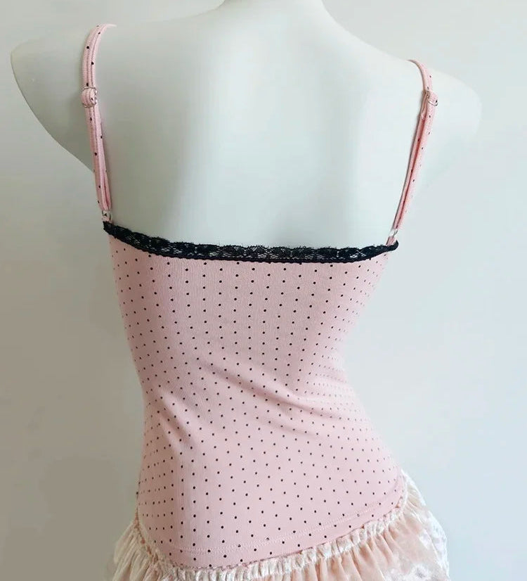Sugar Noir Dark Coquette Lace Camisole Top Y2K Romantic Tank Top