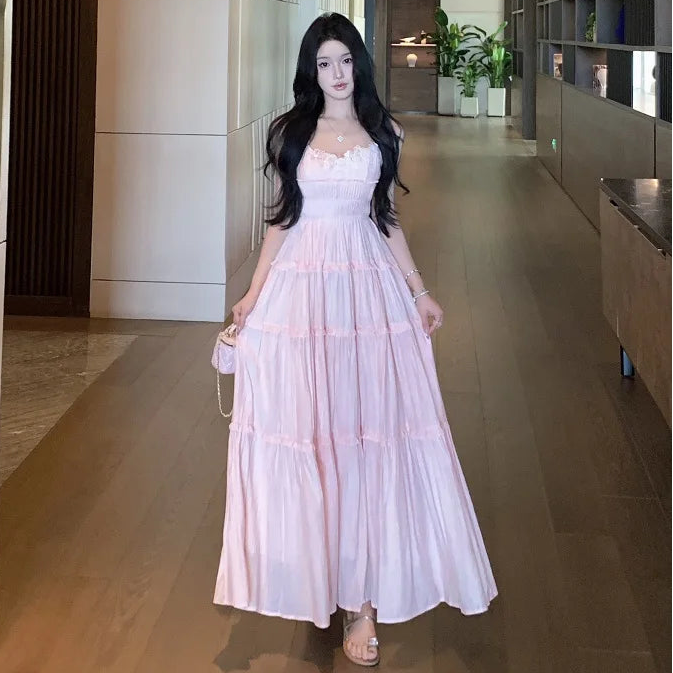 Long Peach-Pink Coquette Dress coquette style dresses coquette girl Long Peach-Pink Coquette Dress coquette style dresses coquette girl