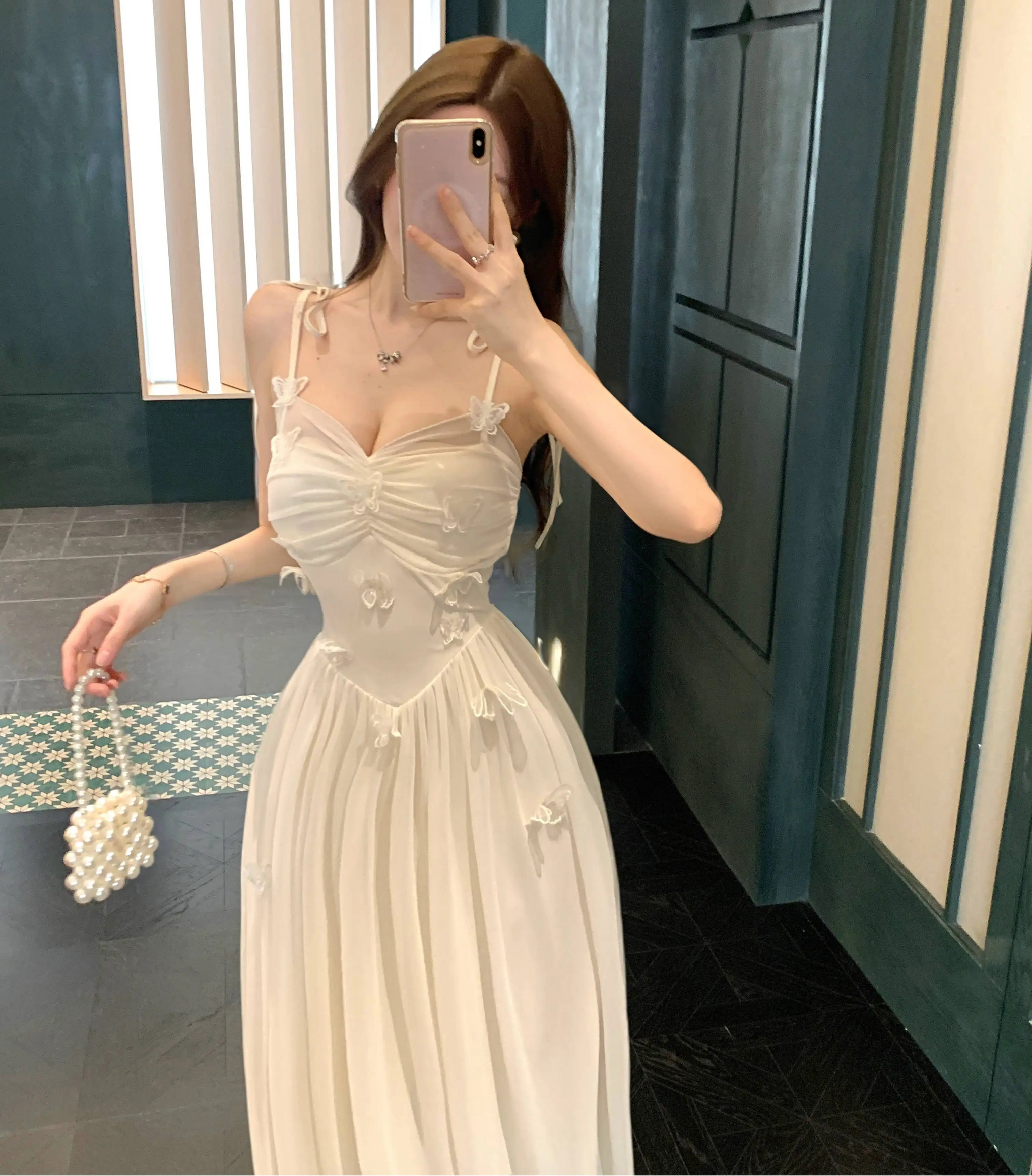 Butterfly Decorated Fairy Dress white butterfly dress fairycore aesthetic Butterfly Decorated Fairy Dress white butterfly dress fairycore aesthetic