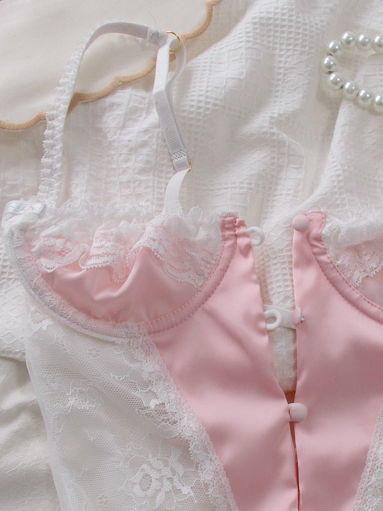 GRUNGE COQUETTE DROP  small pink patterned shapewear bodysuit