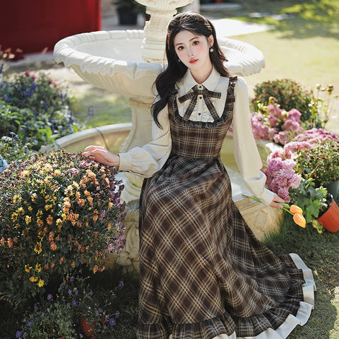 Pervinca Dark Academia Plaid Dress