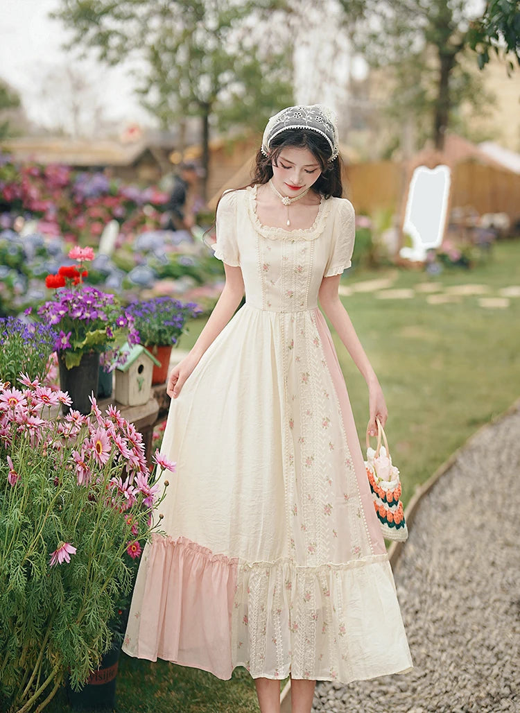 Carrot Garden 2-Piece Cottagecore Dress + Head Scarf Set