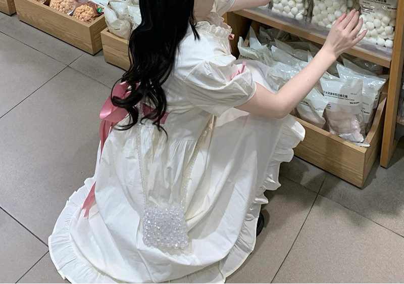 Bianca Flower Embroidered Dollcore Dress
