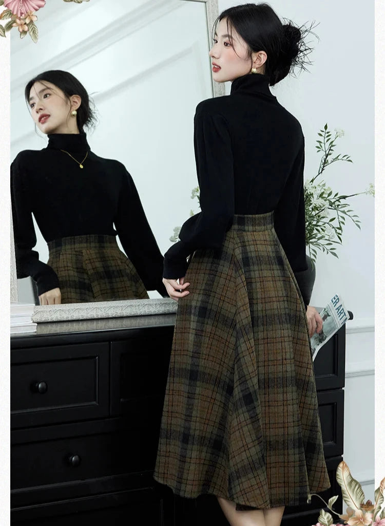 Foxy Willow 2-Piece Plaid Wool Dark Academia Set