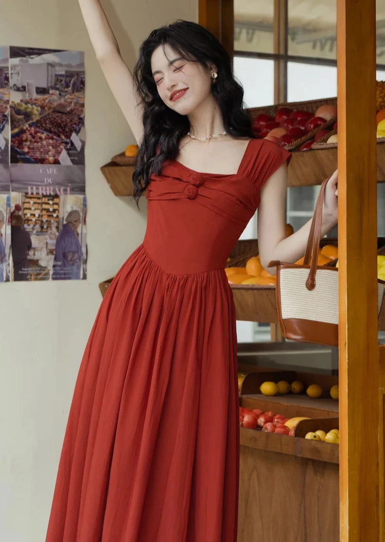 Red Cottagecore Dress Cottagecore Aesthetic Cottagecore Vintage Dress Red Cottagecore Dress Cottagecore Aesthetic Cottagecore Vintage Dress