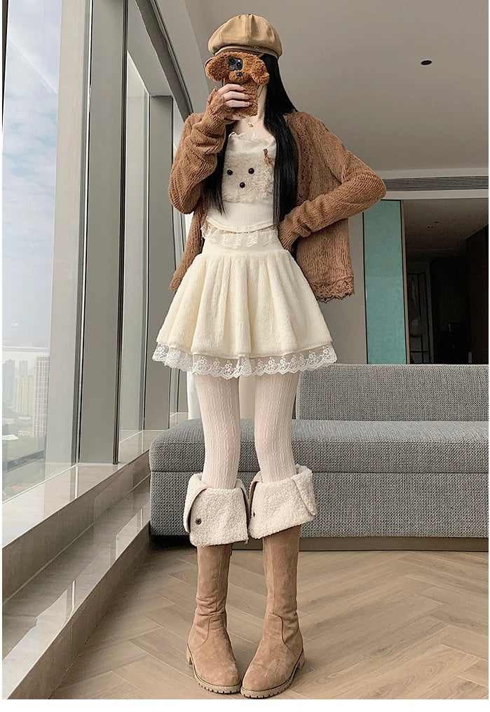 Cozy Winter Coquette Skirt with Shorts