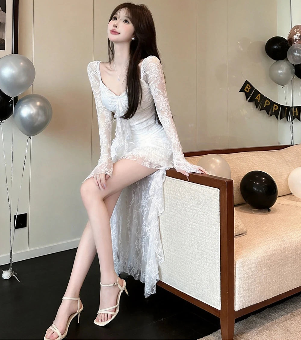 Angel's Ball White Lace High-Low Coquette Princess Dress