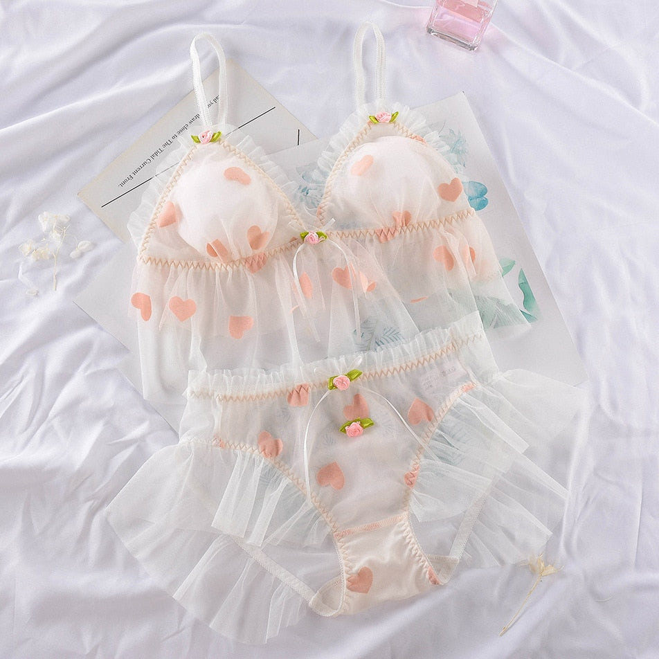 Kawaii Nymphet Lolita Lingerie Set with Cute Carrot Print at Deer Doll
