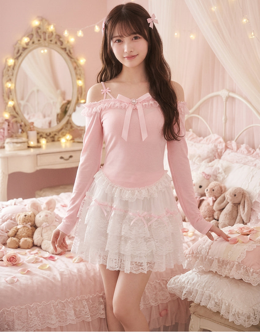 Coquette Balletcore Long Sleeve Top ~ Hachi-Inspired Japanese Aesthetic