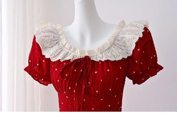 Rosa Red Cottagecore Dress