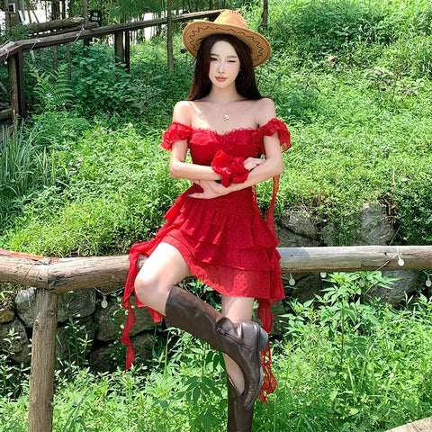 Garden Angel Red Coquette Dress