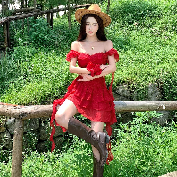 Garden Angel Red Coquette Dress