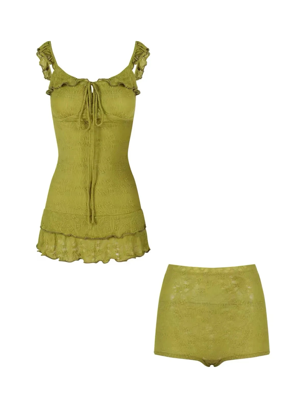 Moss Maiden Mini Dress Set Woodland Fairy Goblincore Aesthetic