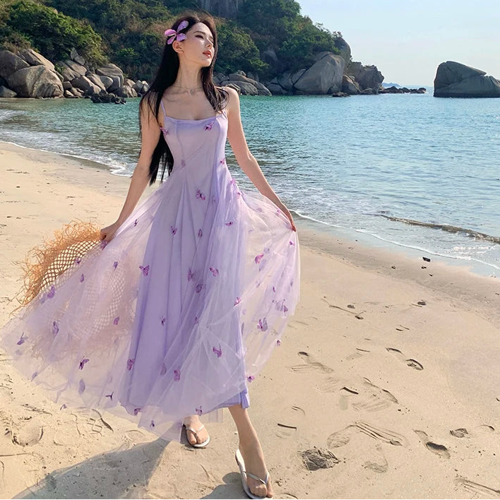 Lilac Butterfly Ethereal Fairycore Dress