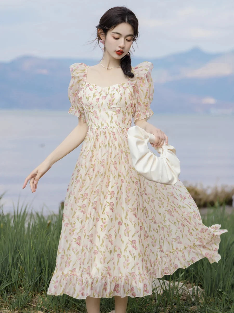 Cozy Peachflower Cottage Fairy Dress