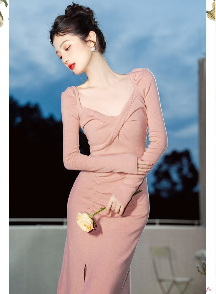 Blush Pink Knitted Stretch Dress