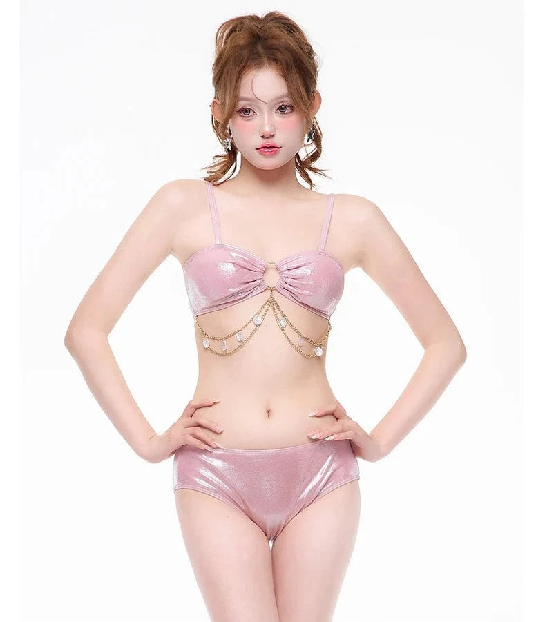 Shiny Beam 3-Piece Ethereal Coquette Swimsuit